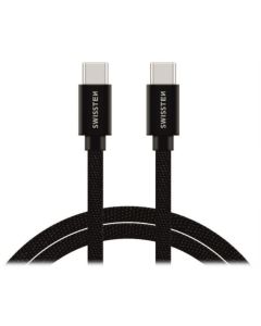 Swissten Datový Kabel Textile USB-C / USB-C 3m Černý