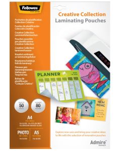 FELLOWES laminovací fólie/ 80 mic/ kreativní set/ 50 pack