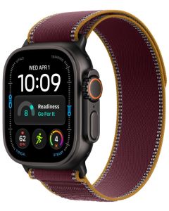 Apple Watch Ultra 4 Cellular 49mm černý titan s burgundsky červeným trailovým tahem - M/L