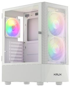 Krux skříň Vako RGB/ ATX / 2x140mm RGB fan / 1x120mm RGB fan / 2xUSB 2.0 / USB 3.0 / bílá