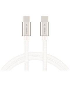 Swissten Datový Kabel Textile USB-C / USB-C 3m Stříbrný