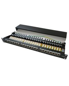 XtendLan Patch panel 19", 24 portů, stíněný, Cat5e, dual, 2xAu, s LED vyhledáváním