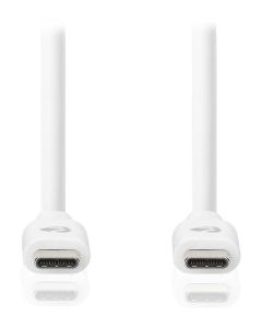 NEDIS kabel USB 3.2 Gen 1/ zástrčka USB-C - zástrčka USB-C/ 60 W/ 4K@60Hz/ 5 Gbps/ poniklovaný/ bílý/ box/ 3m