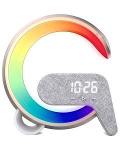 IMMAX LED relaxační lampička FLAMINGO/ Qi nabíjení/ budík/ RGB/ 300lm/ USB výstup/ BT 5.1/ zlatá