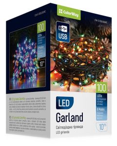 COLORWAY LED řetěz/ vnitřní / 100 LED / délka 10m / více barevný/ 8 funkcí/ napájení USB
