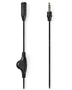 NEDIS kabel stereo audio/ 3,5 mm jack zástrčka - 3,5 mm jack zásuvka/ černý/ bulk/ 1m