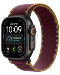Apple Watch Ultra 4 Cellular 49mm černý titan s burgundsky červeným trailovým tahem - S/M
