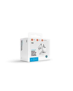 Cestovní adaptér FIXED Voyager 70W pro EU, UK a USA/AUS, s 3xUSB-C a 2xUSB výstupem, GaN, PD 70W, bílý