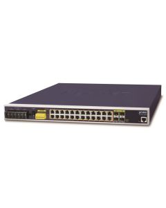 Planet IGS-6325-24P4S průmyslový L3 switch, 24x1Gb, 4x1Gb SFP, PoE 802.3at 440W, 48-56VDC, -40~75°C, IP30, fanless