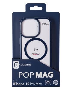 Zadní kryt Cellularline Pop Mag s podporou Magsafe pro Apple iPhone 15 Pro Max, čirý / modrý