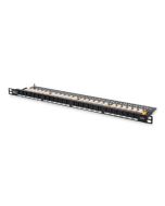 Digitus CAT 6 Patch Panel, nestíněný, 24 portů RJ45 s uzávěrem, 8P8C, LSA, 0,5U, 19 "montáž do stojanu, černá