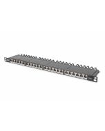 DIGITUS CAT 6A Patchovací panel třídy EA, stíněný, 0,5U 24 portů RJ45, vč. protiprachový kryt, 8P8C, černý