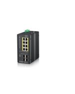Zyxel RGS200-12P, 12-port Gigabit WebManaged switch: 8x GbE + 4x SFP, PoE (802.3at, 30W), Power budget 240W, DIN rail/Wa