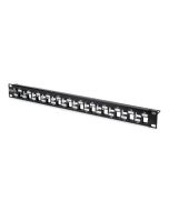 Digitus Modular Patch Panel, stíněný 24 portů, prázdný, 1U, montáž do stojanu, rozloženo, barva černá RAL 9005