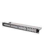 Digitus Modular Patch Panel, stíněný 48 portů, štítkové pole, 1U, montáž do stojanu, barva černá RAL 9005