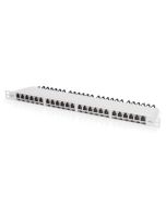 DIGITUS CAT 6A EA patch panel, stíněný, 24portový kryt proti prachu RJ45, 8P8C, 0,5U, šedý RAL 7035