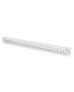 DIGITUS Modular Patch Panel, stíněný, 24 portů, 1U, Rack Mount, transp. štítek pole, šedáModular Patch Panel, stíněný, 24 portů, 1