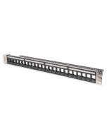 DIGITUS Modulární propojovací panel, stíněný 24 portů, Blank, 1U, Rack Mount, barevná černá průhledná pole štítků
