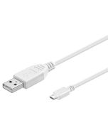 PremiumCord Kabel micro USB 2.0, A-B 1m, bílá