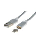 PremiumCord Magnetický micro USB 2.0, A-B nabíjecí a datový kabel 1m, stříbrný