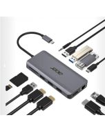 ACER 12v1 docking station/dongle USB-C: 2×USB3.2, 2×USB2.0, čtečka 1×SD/TF 2×HDMI,1×PowerDelivery,1×DP,1×RJ45,1×3.5 Audio