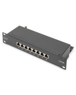 DIGITUS Patch panel CAT 6A, stíněný, 8portový 1U, 10 "montáž do stojanu, černá RAL 9005