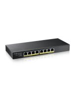 Zyxel GS1915-8EP, 8-port GbE PoE Smart hybrid mode Switch, standalone or NebulaFlex Cloud, 60 Watt 802.3at, desktop, fanless