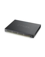 Zyxel XGS1935-52HP, 52 Port Lite-L3 Smart Managed PoE Switch, 48x Gigabit PoE and 4x 10G SFP+, hybrid mode, standalone o